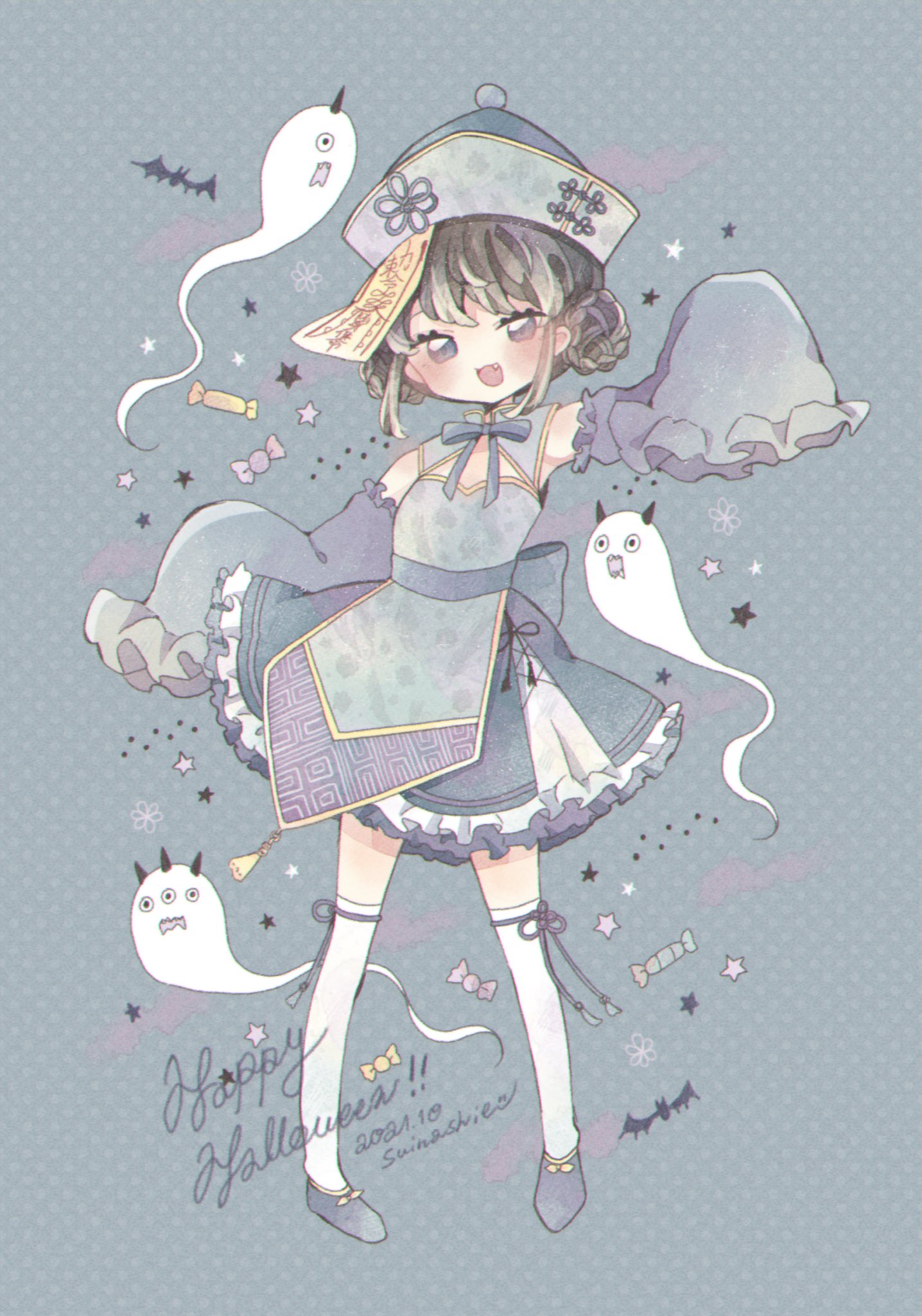 Twitter 上的 水那しえ ハロウィンキョンシーちゃん ハロウィンイラスト展示会21 T Co Stkvebhohb Twitter