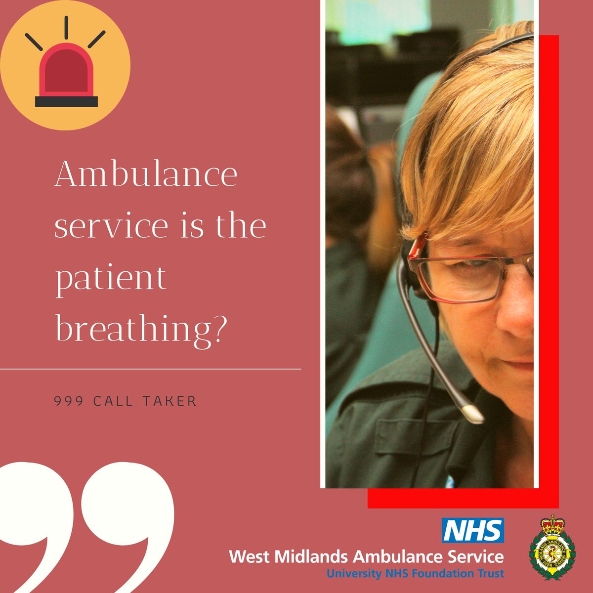 OFFICIALWMAS's tweet photo. When you call @officialwmas on 999 or 111, the first voice you hear is that of a call assessor. Their job is to find out what's wrong, where you are &amp; arrange the most appropriate help.

We're recruiting call assessors now - visit https://t.co/A3AmaNHwNq to find out more! https://t.co/7gKp1Cf84U