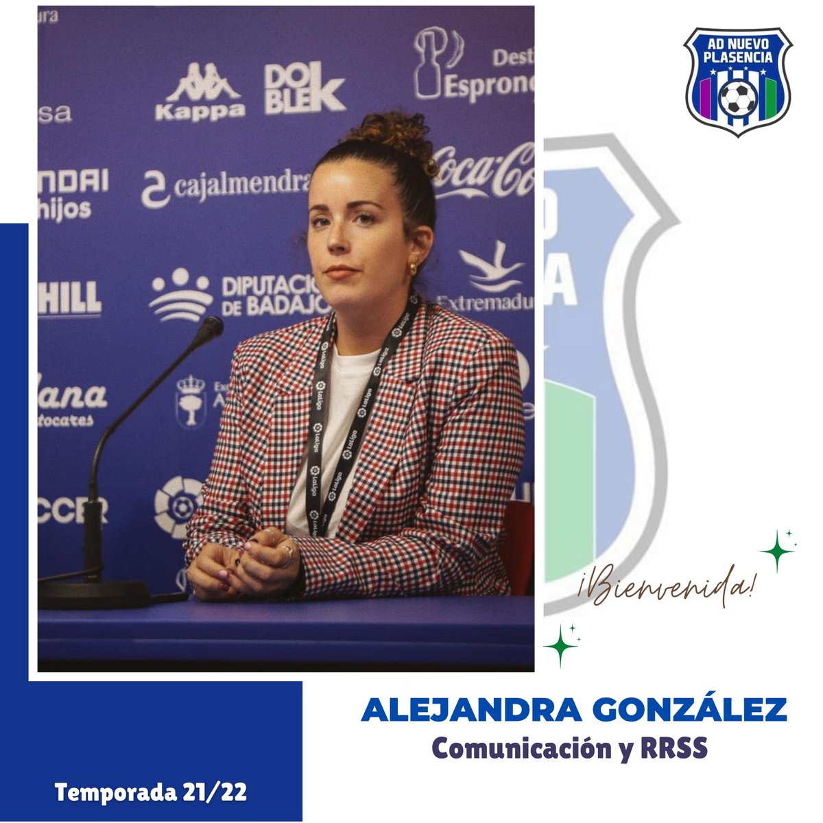 NuevoPlasencia's tweet photo. 👩‍💻𝐈𝐍𝐅𝐎𝐑𝐌𝐀𝐂𝐈𝐎́𝐍 | Alejandra González (@agdiosdado1) se incorpora al Club en el área de Comunicación y Redes Sociales. Esta periodista ha desempeñado parte de su carrera en el departamento de prensa y protocolo del Extremadura UD durante los últimos años. ¡Bienvenida! https://t.co/w6Fc7WasqH