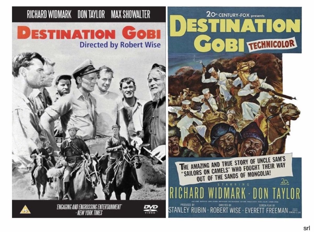 SaveRedlandLibr's tweet photo. 3:05pm TODAY on @TalkingPicsTV
The 1953 #War film🎥 “Destination Gobi” directed by #RobertWise from a screenplay by Everett Freeman and based on Edmund G. Love’s 1952 short story “Ninety Saddles for Kengtu” in Collier's
🌟#RichardWidmark #DonTaylor #CaseyAdams #MurvynVye https://t.co/4avNmTeeam