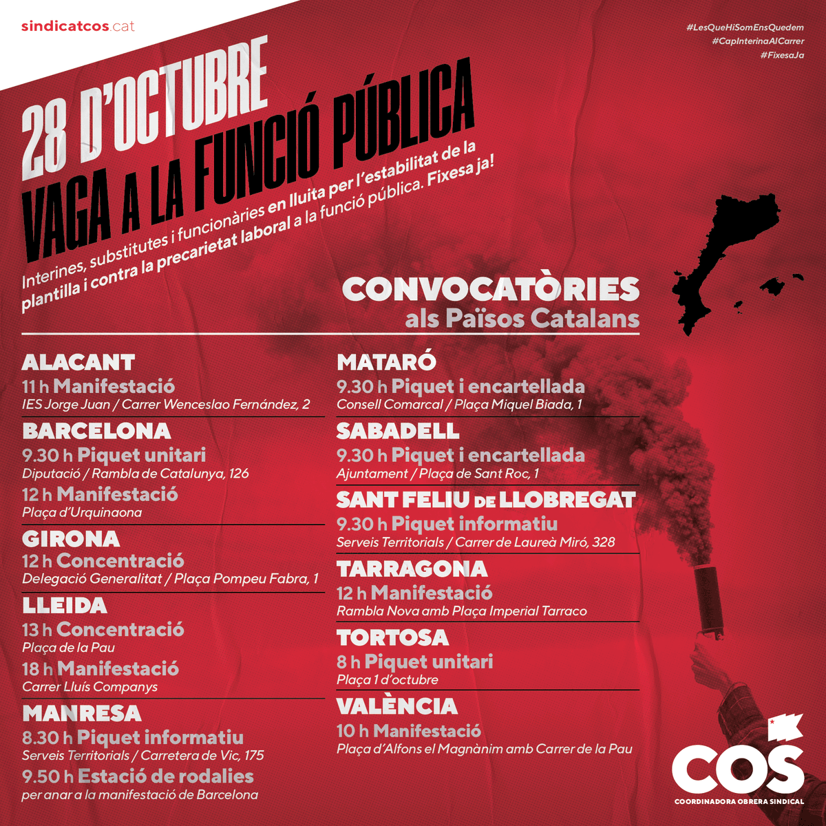 COSnacional's tweet photo. 📢 Tota la informació legal sobre la vaga del 28 d'octubre al sector públic als Països Catalans (al sud de l'Albera), amb els preavisos per a cada territori i per resoldre els dubtes que es puguen tenir, la trobaràs a: https://t.co/kyidNpdIqG https://t.co/l19BDhZmCF