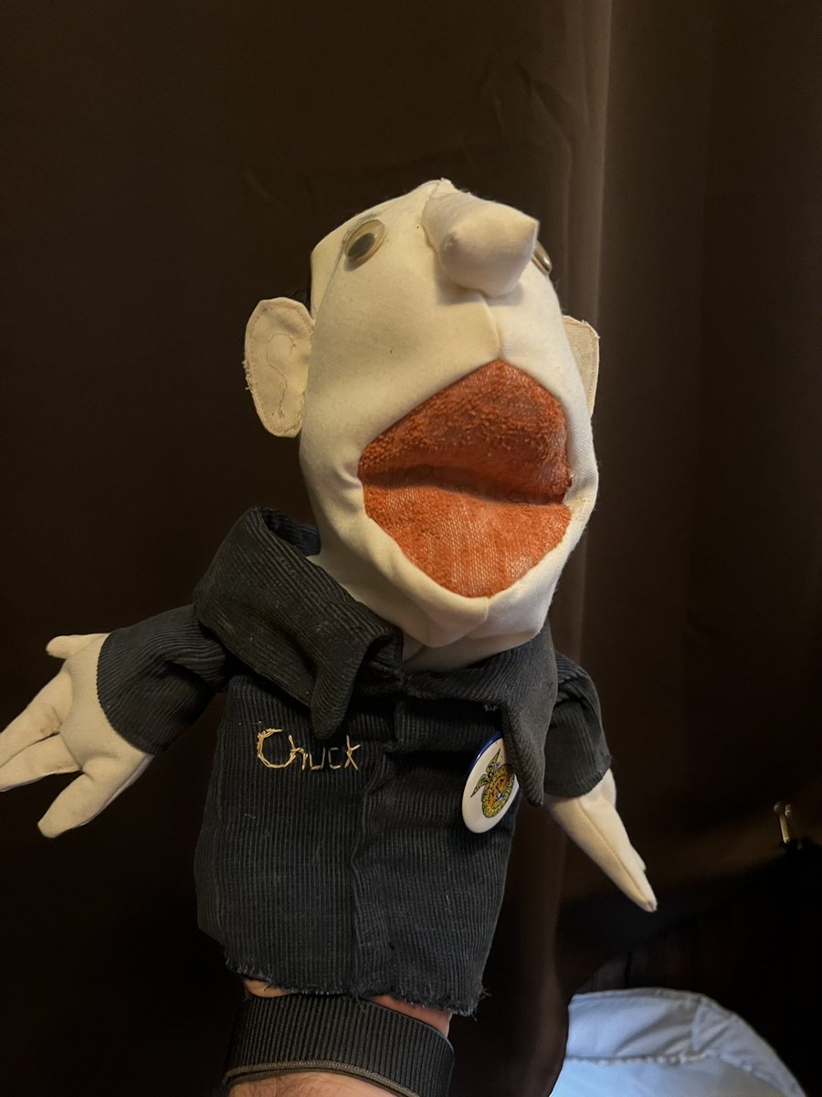 Back at my parents this past weekend rummaging through the basement and stumbled on this homemade ‘chuck puppet’ in an FFA jacket that I used during my year as a State FFA Officer for chapter trainings…but I seem to remember it looking less maniacal. What was I thinking?