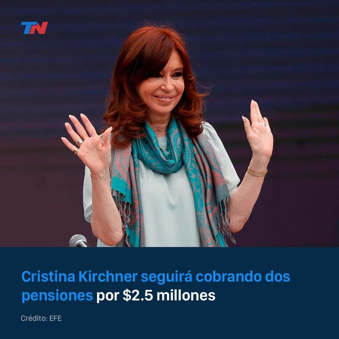 MSoleCarrizo's tweet photo. En la Argentina Nacional y Popular kirchnerista:

👉Salario Mínimo Vital y Móvil: $32.000

👉Pensión $25.922

👉Jubilación doble honorífica de @CFKArgentina $2.500.000

Nac&amp;Pop para el pueblo. No para Ella. https://t.co/iTcHKSaXoU