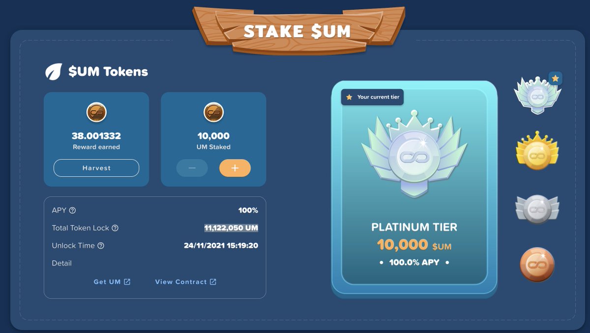 Wow! +10M $UM is staked already !! Stake your $UM here and earn up to 100% APR plus LAND purchase rights. staking.continuum.world