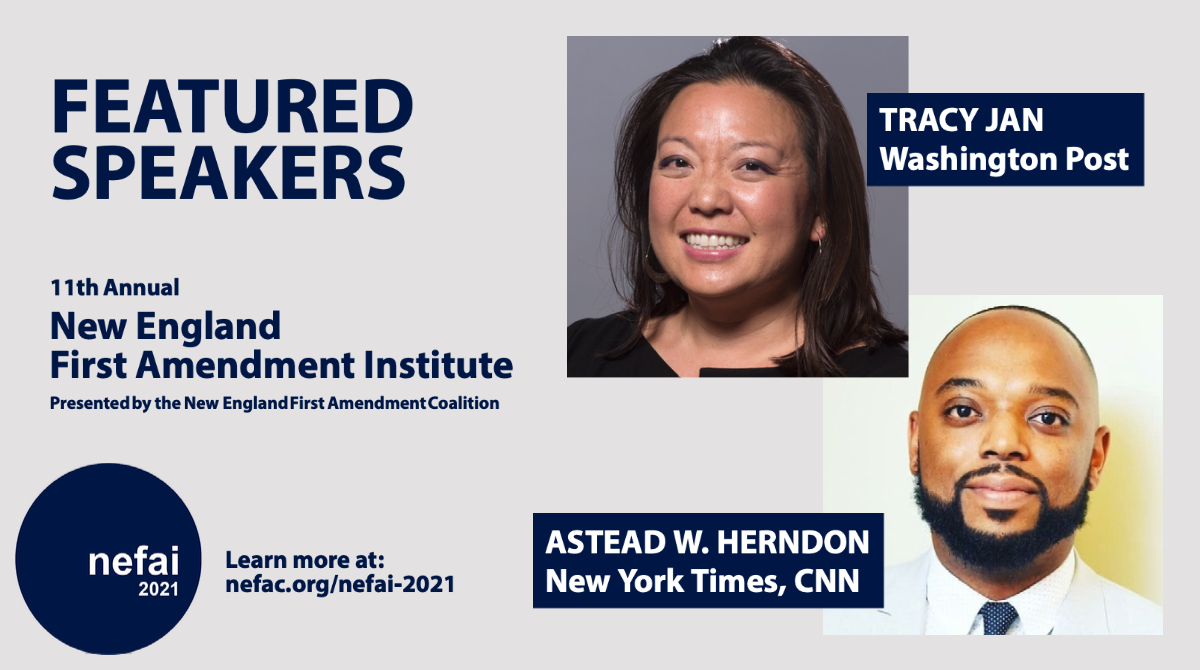 .<a href="/TracyJan/">Tracy Jan</a> of <a href="/WashingtonPost/">The Washington Post</a> to Open Annual New England First Amendment Institute; Closing Remarks to Be Given by @AsteadWesley, National Political Reporter at <a href="/NYTimes/">The New York Times</a> and <a href="/CNN/">CNN</a> nefac.org/news/tracy-jan… #nefai2021