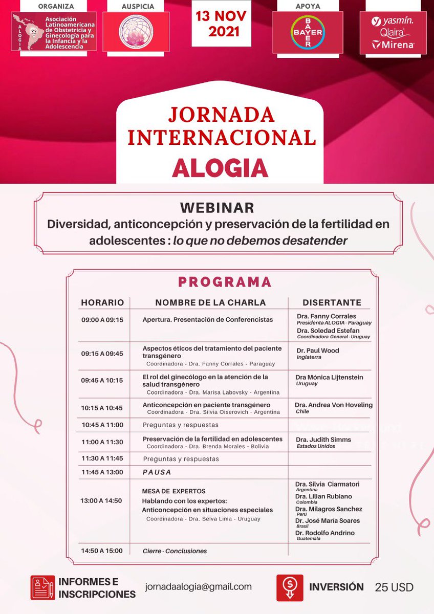 corralesfanny's tweet photo. 13 de noviembre #ALOGIA #saludaexualyreproductiva #adolescente #diversidad #transgenero para #psicologo #Ginecologo #pediatra #endocrinólogos
Trataremos anticoncepción y preservación de la fertilidad en las distintas situaciones. @UNFPAPy @ALEG2018_2020 https://t.co/A2ynQGelUb