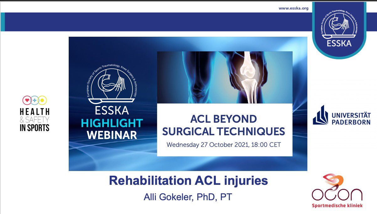 Alli Gokeler Join Us Tonight At Esska Highlight Webinar Acl Beyond Surgical Techniques 18 00 Cet Esska And Esma Members Amsterdamchss Unipb Ocon Kliniek T Co Waia7cxpva Twitter