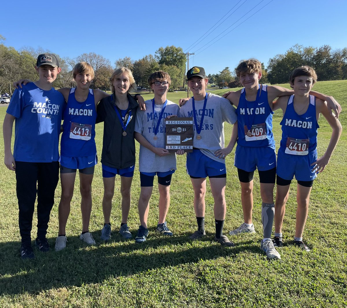 Macon_XC's tweet photo. Macon County XC  boys team are returning to state for the 1st time since 2009!  Only 6 runners strong they left it all on the course today. https://t.co/aAVTRsMsFF