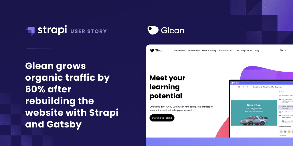 strapijs's tweet photo. Learn how @GleanNotes grew organic traffic by 60% after building an accessible corporate website using #Strapi @GatsbyJS and @reactjs π
More about the project, tech stack, and the accessibility approach here π
https://t.co/5XMEoSJnOJ
#BuildWithStrapi https://t.co/ov7l98jnuR