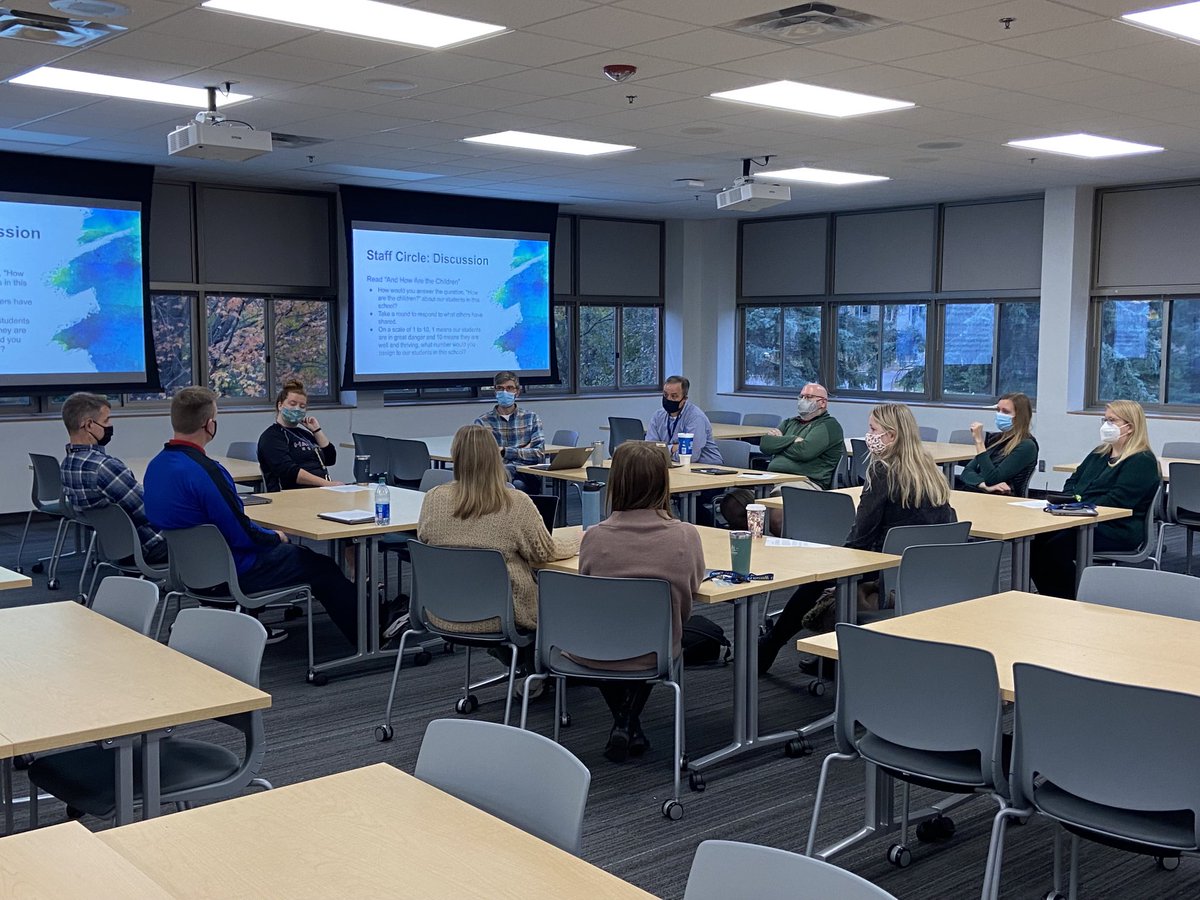 Utilizing circles for community building at our staff meeting this morning