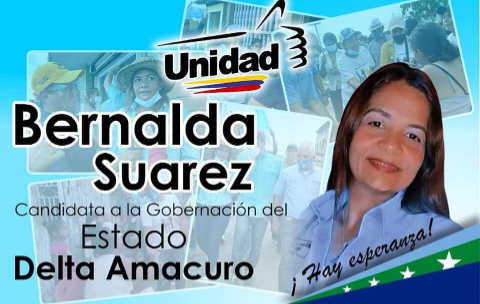 LaAmacuro's tweet photo. Bernalda Suárez Candidata a la Gobernación del Estado Delta Amacuro y Juan Figuera candidato a la Alcaldía del Municipio Tucupita. Vamos a Votar por la Tarjeta de la #Unidad la Tarjeta de la azul la Tarjeta de la Manito. #El21NDeltaAmacuroVotaUnidad https://t.co/DWsuI6zGqR