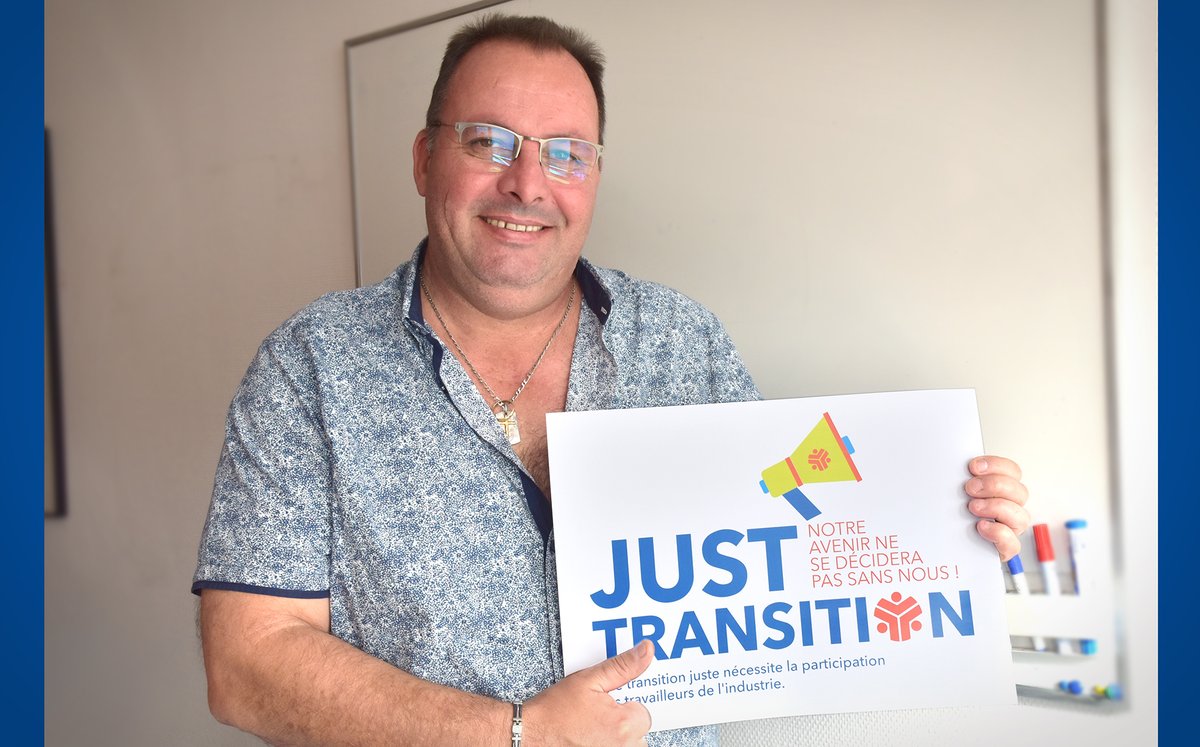 FCE_CFDT's tweet photo. Pour une transition juste, avec les travailleurs de l’industrie, notre avenir ne se décidera pas sans nous ! 
La @FCE_CFDT participe à la Campagne de @industriAll_EU 
#JustTransition  @barbarapompili @EmmanuelMacron https://t.co/3t1nOjAUbD