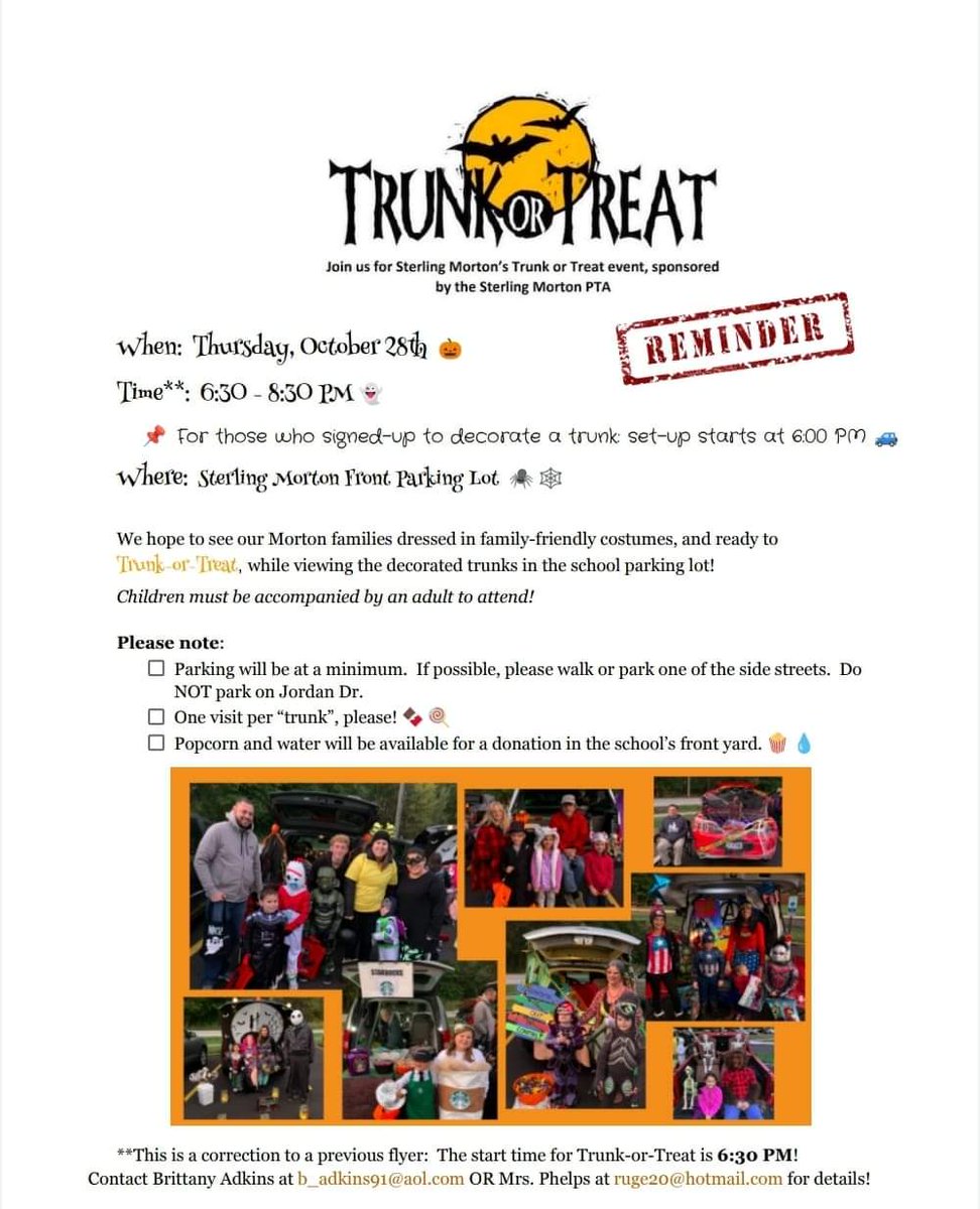 MortonPTA's tweet photo. Trunk or treat happening tomorrow. https://t.co/GGDq3oPCQg