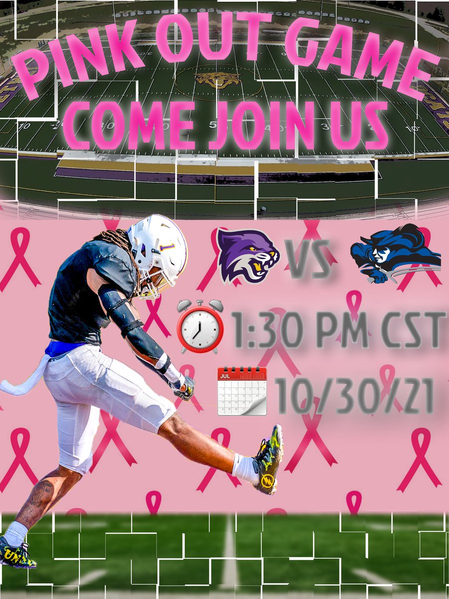 Looking forward to having a huge turnout for our home game this week. Come out and help us support the Wildcats and Breast Cancer awareness this weekend in our #PinkOutGame!!

📍Wildcat Stadium McKenzie, TN
⏰1:30 CST Kick-Off time
📆 10/30/21

#ChasingGreatne22 
#BeTheOne