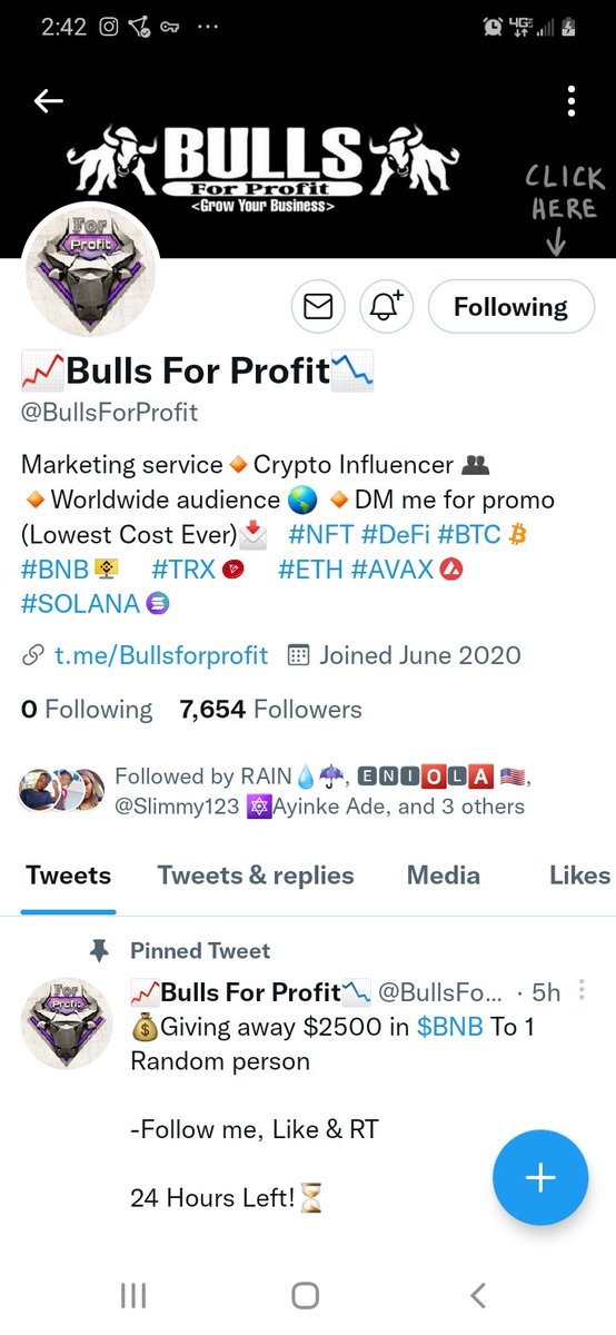PopoolaJoke4's tweet photo. @BullsForProfit Thank you for the giveAway to your Twitter community. I am a real and genuine follower, and i hope it's my lucky day to win
Following with Notification On🔔
Retweeted and Liked the tweet
@crystalsola
#Giveaway #Crypto #BullsForProfit https://t.co/zUsg8lmbxp