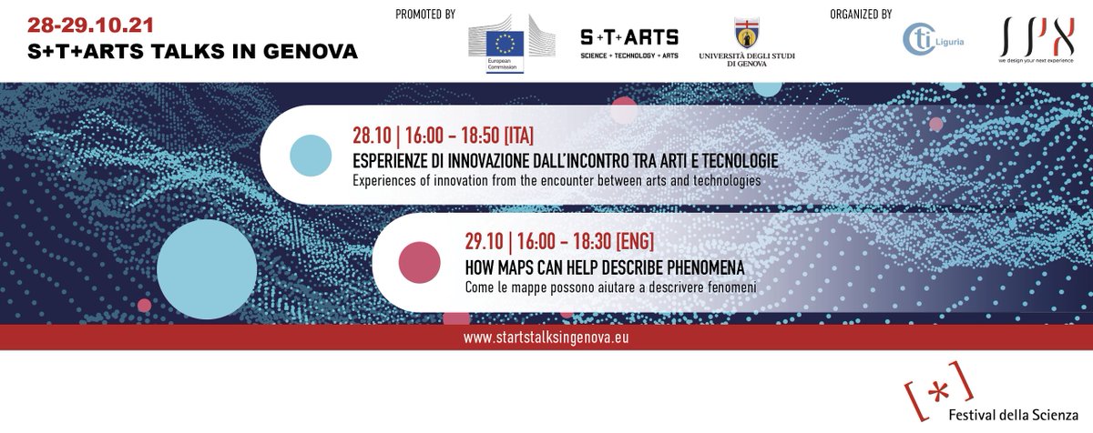 #STARTS Talks in Genova - ONE DAY LEFT TO THE EVENT! 💥
How #maps can help describe phenomena
🗓 October 28th: Italian Session
🗓 October 29th: English Session
Get your FREE TICKET for one or both sessions 👉 swll.to/oGDDV