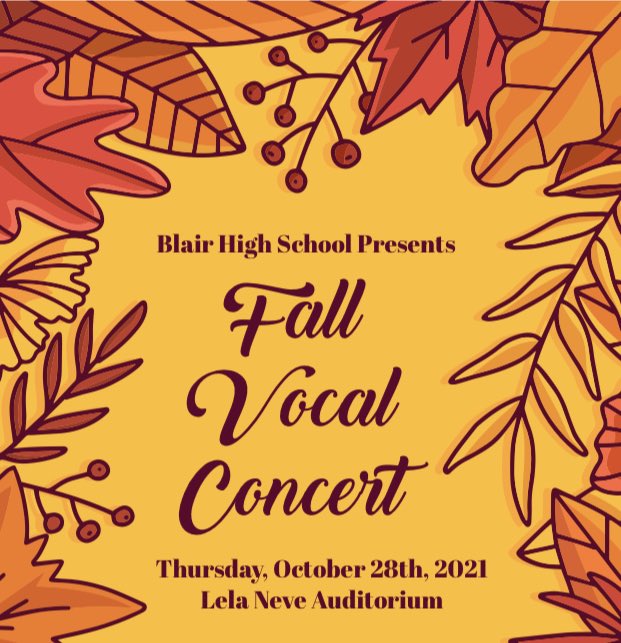 Join us tomorrow for the Fall Vocal Concert tomorrow night at 7 PM!