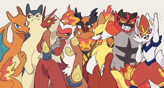 【ポケモン】-集合ほのお御三家📸🔥-
#pokemon 