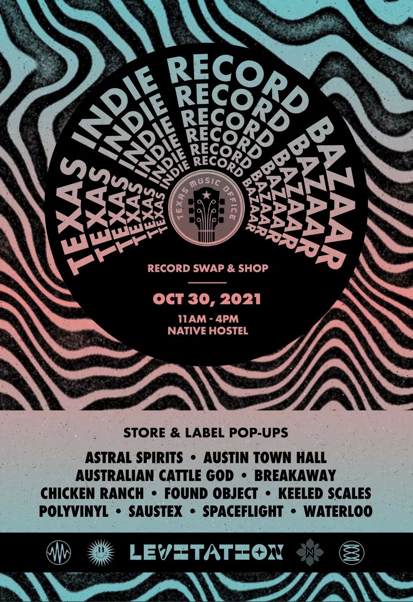 Polyvinyl's tweet photo. 🌀 We’re so stoked to be at the Texas Indie Record Bazaar along with @keeledscales &amp; many more kickass Texas labels 💫✨

When: Sat. Oct 30th | 11am - 4pm
Where: Native Hostel

What we’ll have:
💧 limited edt. “Mirage” Tote Bags
📦 $10 &amp; $5 bins to shop from
🔍 rare EB editions https://t.co/aGBJWeWmBm