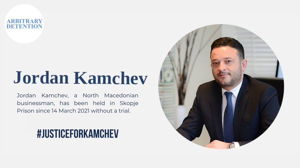 #JordanKamchev has been held in #arbitrarydetention in #NorthMacedonia since March, in breach of #ECHR rulings against the country. Earlier this month, a court decided in secret, to prolong this #humanrights abuse. Read more: arbitrarydetention.org/jordan-kamchev/
