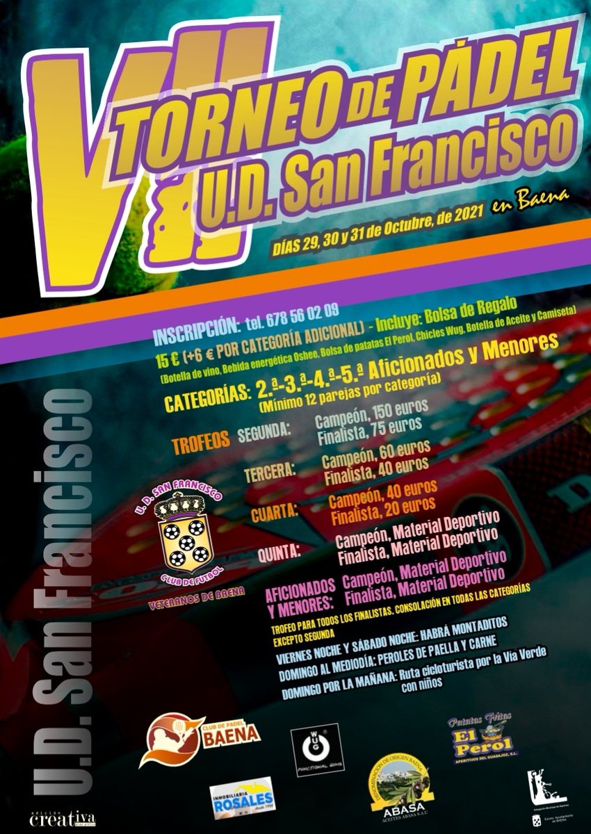 Sanfranfutsal's tweet photo. Que mejor plan para este finde tan lluvioso, que venir al torneo de pádel del Sanfran!!! Cubierto, jugadores espectaculares, montaditos, paellas, compañeros y ambiente único. Una de las citas más esperadas del año que también vuelve tras la pandemia. Apúntate!!! https://t.co/wRuS6D0fCX
