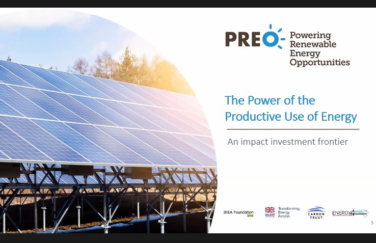 SolarKoodo's tweet photo. We are now at the Power of the Productive Use of Energy | An Impact Investment Frontier event organized by @PREO 
#solarkoodo #renewables #sustainable_agriculture #energy #PREO @thecarbontrust https://t.co/0AyCmO86Z3