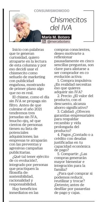 Inpsicon's tweet image. #Consumismomodo Mañana es el Día sin IVA ¿Estás preparado para comprar de forma responsable? En la columna de hoy en @adnbarranquilla, unos chismecitos que te ayudarán prepararte para esta fecha.