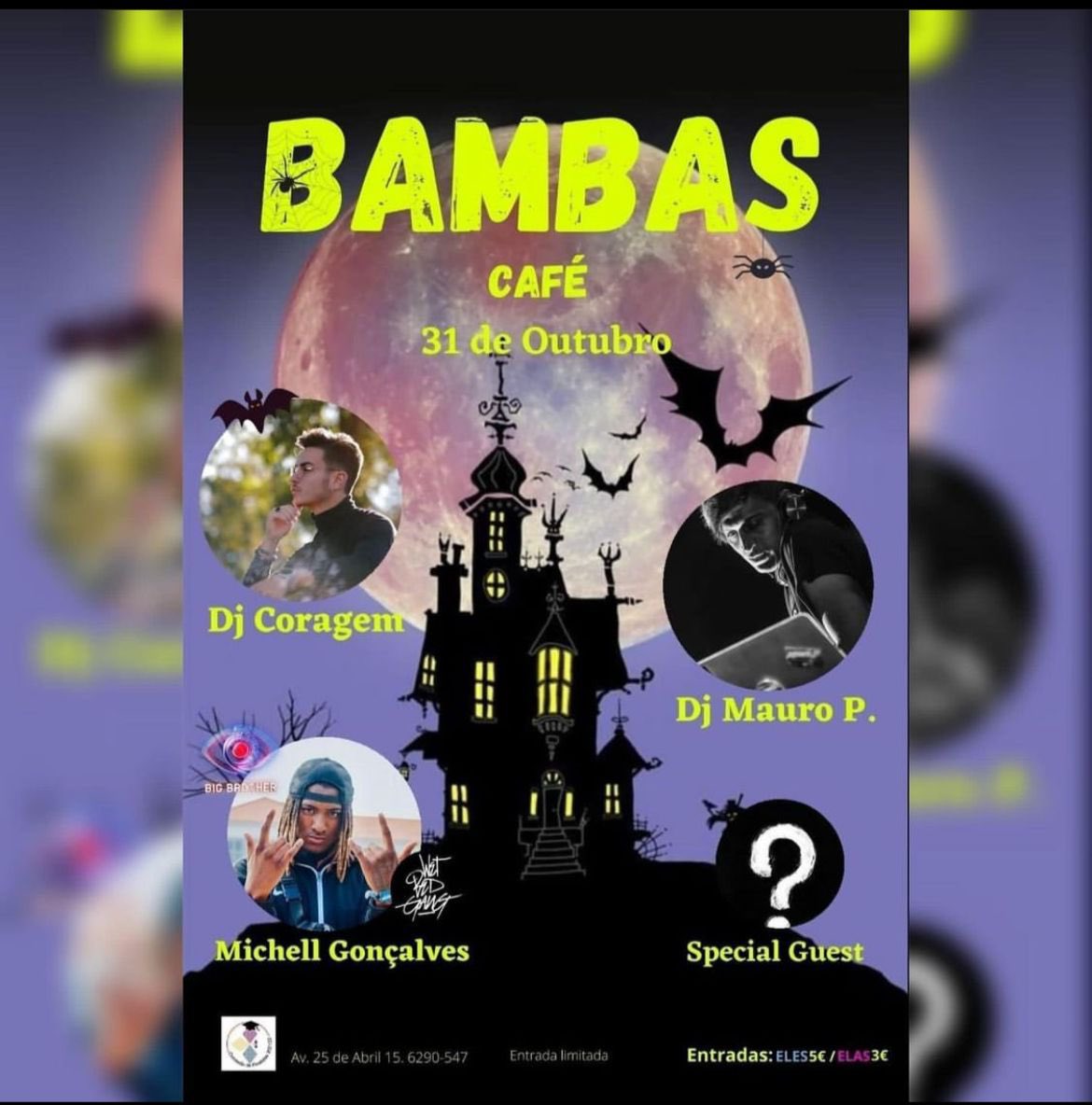 🎃 Alerta Festa de Halloween 🎃  
 A comissão de finalistas juntamente com o Bambas café organizaram uma noite de arrepiar para ti!Para terem uma das melhor noites de Halloween de sempre basta estarem presentes no bambas café no próximo dia 31 de outubro!
Contamos contigo 👻