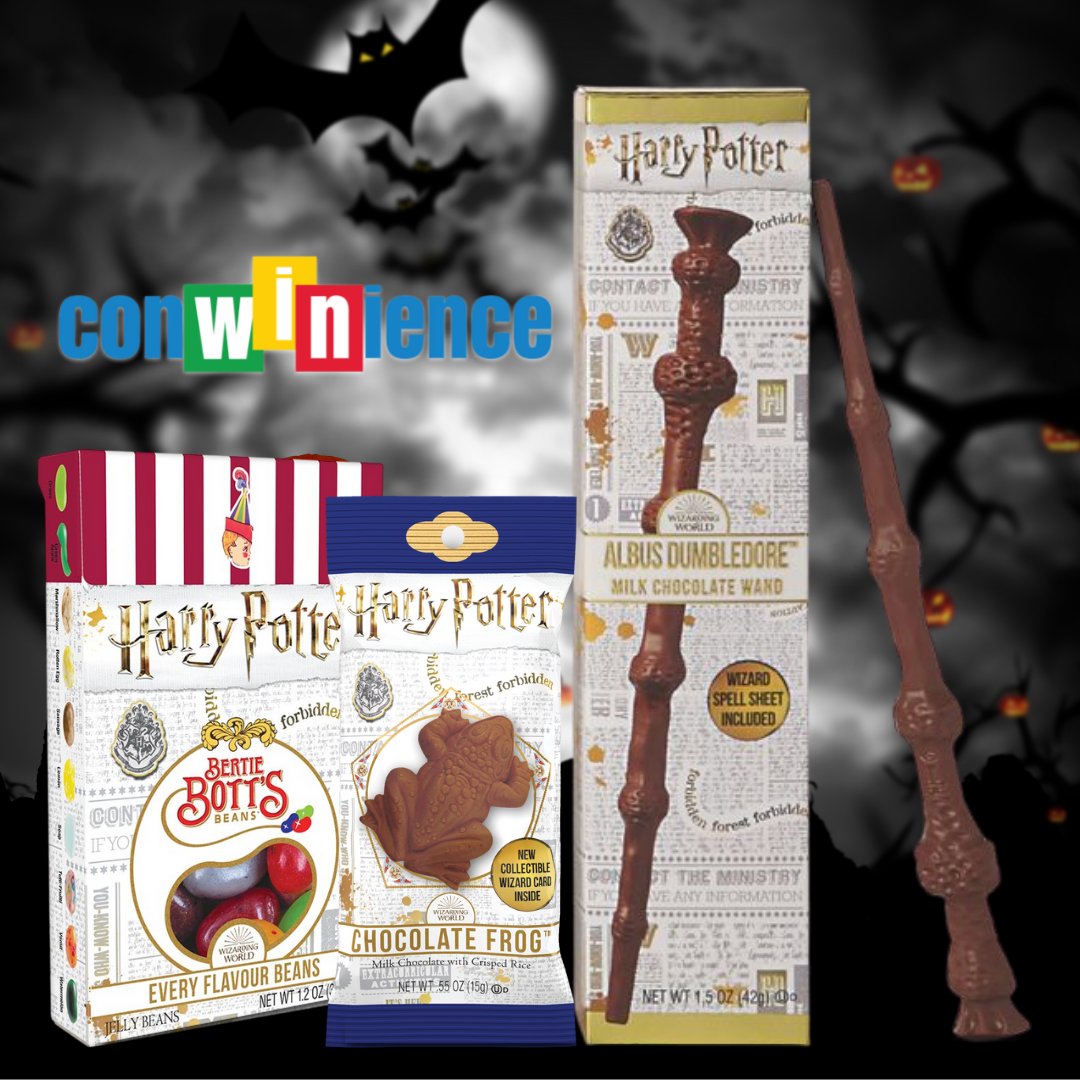 conwinience's tweet photo. This time of year conjures up all kinds of magic and fun. For a taste of the #HarryPotter world try a #JellyBelly Chocolate frog, Jelly Belly Harry Potter Bertie Bott's Every Flavour Beans or a Harry Potter Milk Chocolate Wand - Albus Dumbledore. 

 #Fall #HalloweenCandy https://t.co/sUq76yFddC