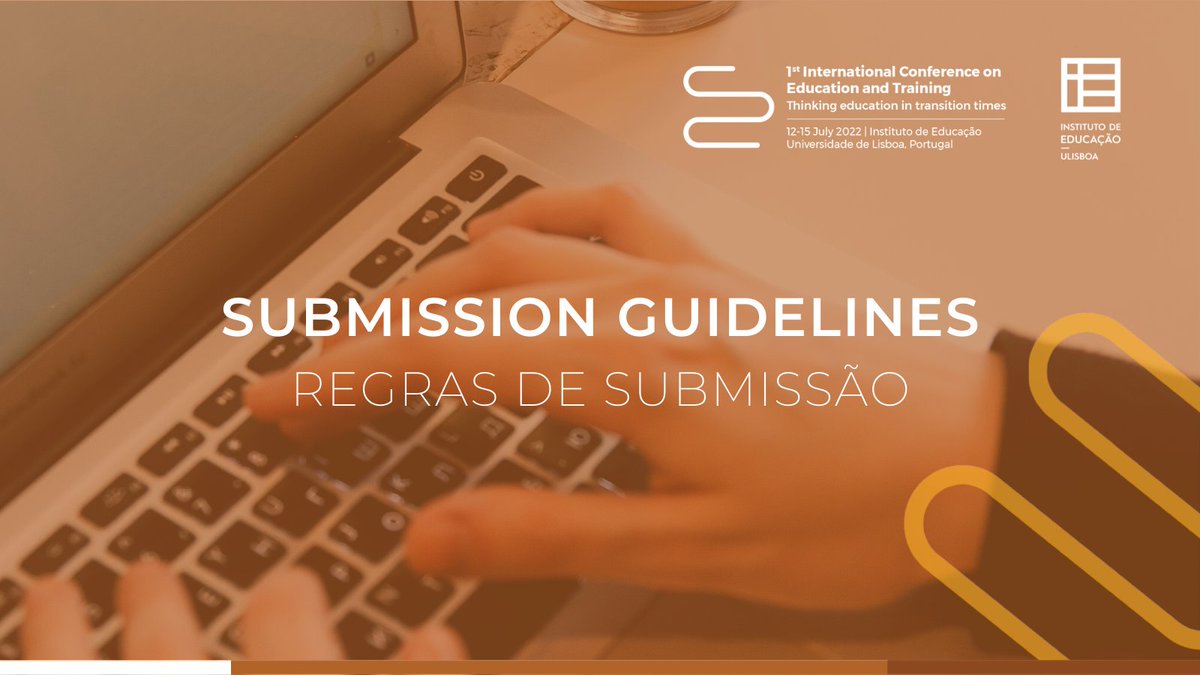 icet2022's tweet photo. 📚 Abstract Submission I  Submissão de Resumos

EN: All  submitted via online until 31 December  - you must follow the submission guidelines

PT: Todos submetidos via online até 31 dez - deve seguir todas as condições

🔗 [link in bio]

#ieulisboa #institutodeeducação #ICET2022 https://t.co/kRAbmEAbtl