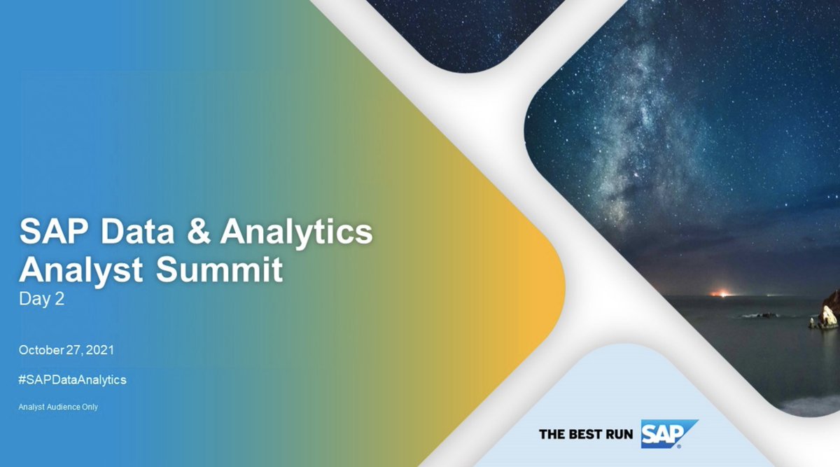 ddkirsch's tweet photo. Too many vendors make an announcement and then move their focus to the next shiny object.
Reflecting on the summit: SAP has done a great job of building upon its 2010 release of SAP HANA
Ready for #SAP #Data & #Analytics Analyst Summit -- Day 2 to start. #SAPDataAnalytics https://t.co/Zav32c5Y4h