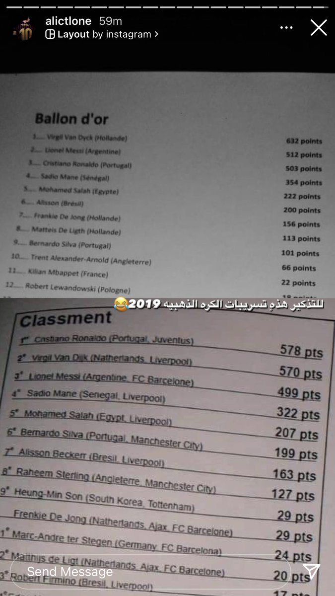 ali_chony8's tweet photo. @Paris_Arabic تسريبات ٢٠١٨ رونالدو الاول
وتسريبات ٢٠١٩ فان دايك الاول
واثنيهن خطأ..
هاي اجتهادات صحفية https://t.co/qn7TOIjApV