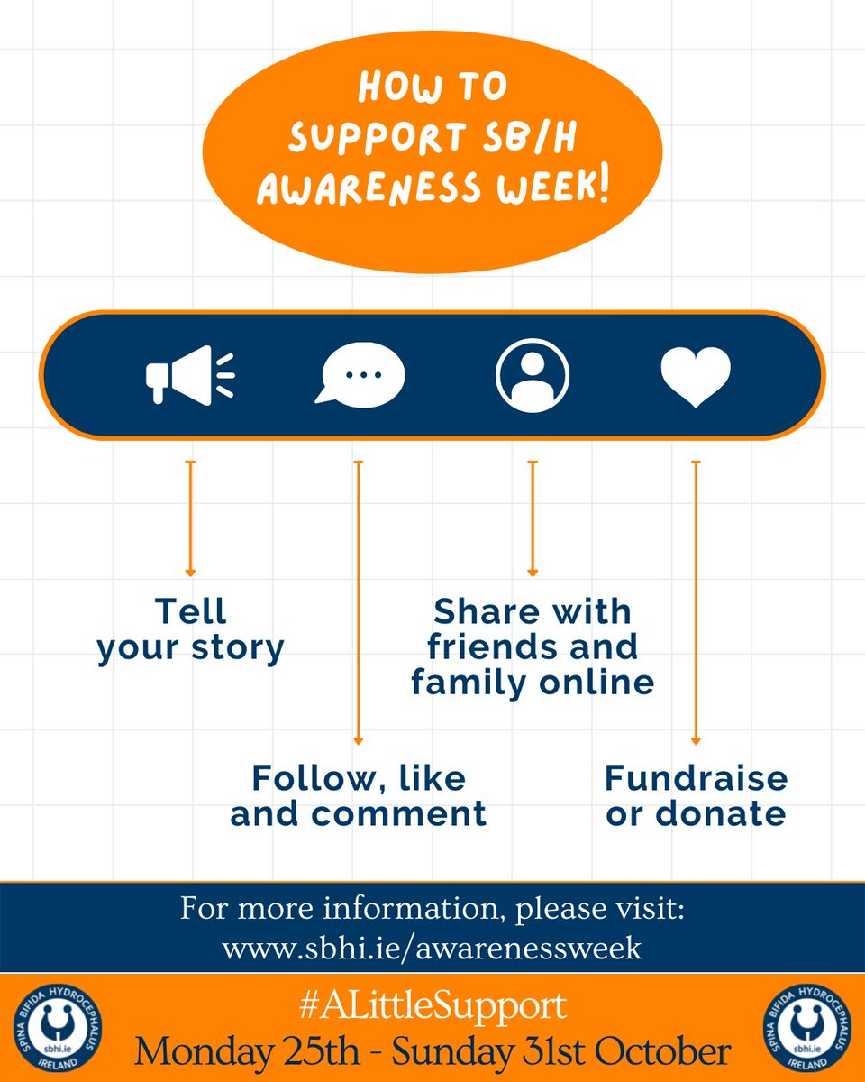 SBHIreland's tweet photo. ℹ️ How can you give #ALittleSupport this Awareness Week? You can - Tell your own story and help raise awareness (tag us so we can share!)✅Follow, like and comment✅Share the campaign with your friends and family✅Fundraise or donate✅ Find out more: https://t.co/8bNsjHLM9y https://t.co/UwIGSxSEZR