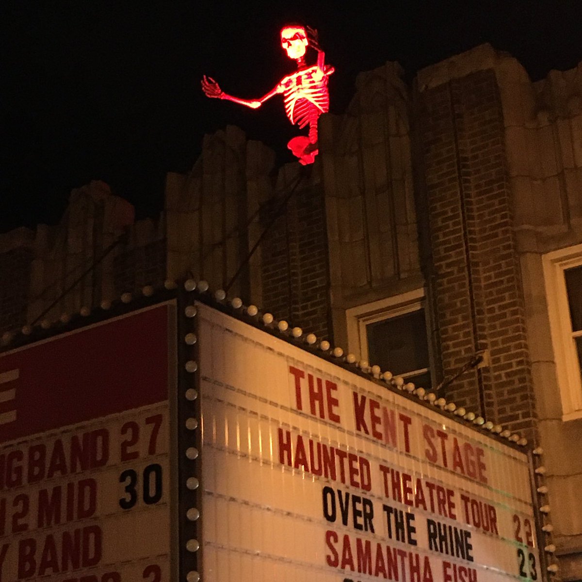 hauntedstage's tweet photo. Greetings I am your host Mr. Bones! Join us if you dare on October 29th for the Haunted Theater Tour inside the historic Kent Stage! Use ghost hunting equipment while listening to stories of the unexplained in theater paranormal hotspots. Tickets at https://t.co/aP4AIyfxsg. https://t.co/lhBH5m5gBC
