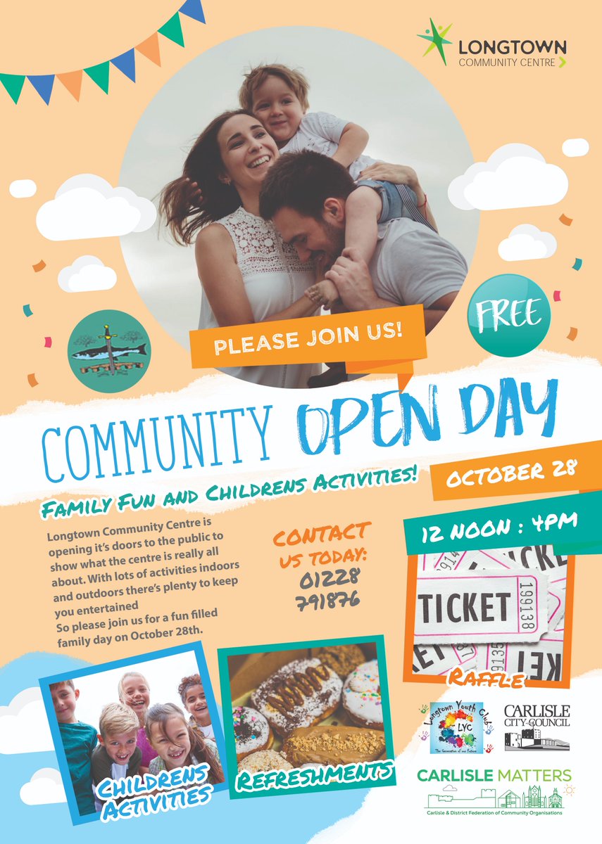 Don't forget it's our Community Open Day tomorrow. 
We're hoping for sun but we have plenty of activities indoors just in case 
Look forward to seeing all tomorrow 🤩👩👦👨👧