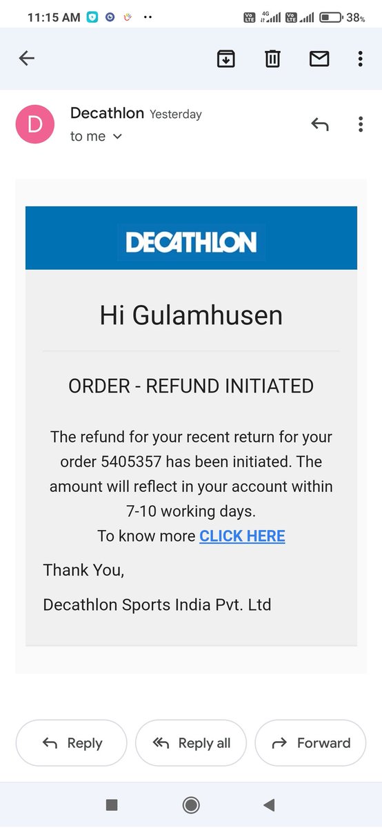 SarigatG's tweet photo. @Decathlon 
Hello I am @Decathlon coustomer,
I am Decathlon coustomer I haven't received my refund .
Order I'd 2112686768
Return order no. 5405357
Payment RRN no.114122094265.
Your refund replace service is very bad,
I don't trust your company. https://t.co/mvwUYVPi1Y