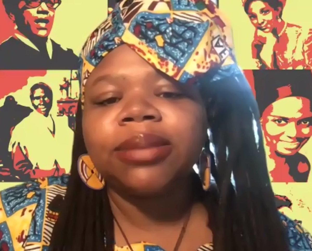 EsiCox's tweet photo. Dr Shamara Alhassan: Rasta womanism created new discursive frameworks which put gender justice central to the Rastafari movement. At #AintIAWomanGoldsmiths2021 in collaboration with Institute of Commonwealth Studies https://t.co/k3yUUzdYYv