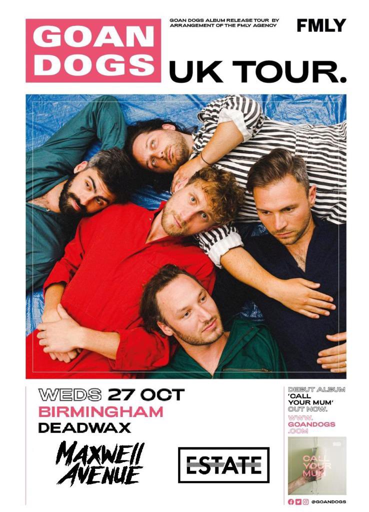 GOAN DOGS (@goandogs) on Twitter photo On the road again. Last night I wet my pants with excitement. Thanks everyone.
And now Birmingham tonight to play <a href="/DeadWaxDigbeth/">Dead Wax Digbeth</a> with support from excellent <a href="/maxwell_avenue/">Maxwell Avenue</a> and #estate
See you there. Tickets available OTD. Come vibe out with a vibraphone. And a beer 🍺
😇 On the road again. Last night I wet my pants with excitement. Thanks everyone.
And now Birmingham tonight to play <a href="/DeadWaxDigbeth/">Dead Wax Digbeth</a> with support from excellent <a href="/maxwell_avenue/">Maxwell Avenue</a> and #estate
See you there. Tickets available OTD. Come vibe out with a vibraphone. And a beer 🍺
😇