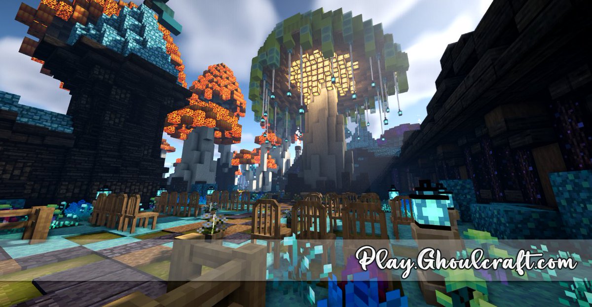 MissGhouls's tweet photo. Our spawn has been infected with a funky-fungi 🍄Come join us at https://t.co/PTeehdzgqH (1.16.5) and see what else we have cooking! #minecraft #ghoulcraft #mizuno16craft https://t.co/e2YmbDFFd2