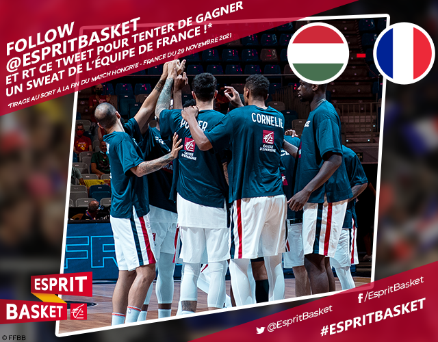 EspritBasket's tweet photo. Follow + RT pour tenter de gagner un sweat des Bleus à l'occasion du match Hongrie 🇭🇺 - 🇫🇷 France aujourd'hui  !
#EspritBasket https://t.co/77t0AZKtH6