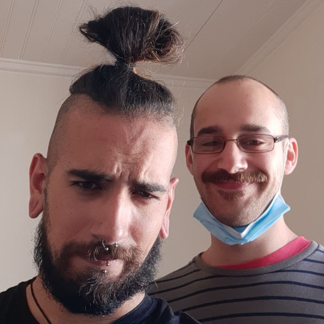 NeuropsyPT's tweet photo. Sometimes we don't play. We just mess around and fuck up some hairstyles.

Later today new tour date.

#Neuropsy 
#dymmproductions https://t.co/2g475RBPrU
