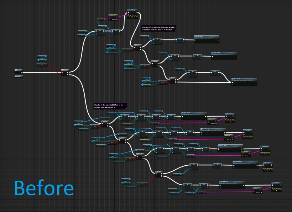 CuriousCubeDev1's tweet photo. The hotbar didn't have a for each loop before so it would check every slot individually to set and swap items through 4 different macros.

Now I use only one function to set and swap items and it works like a dream. https://t.co/Ffyc3TniYo