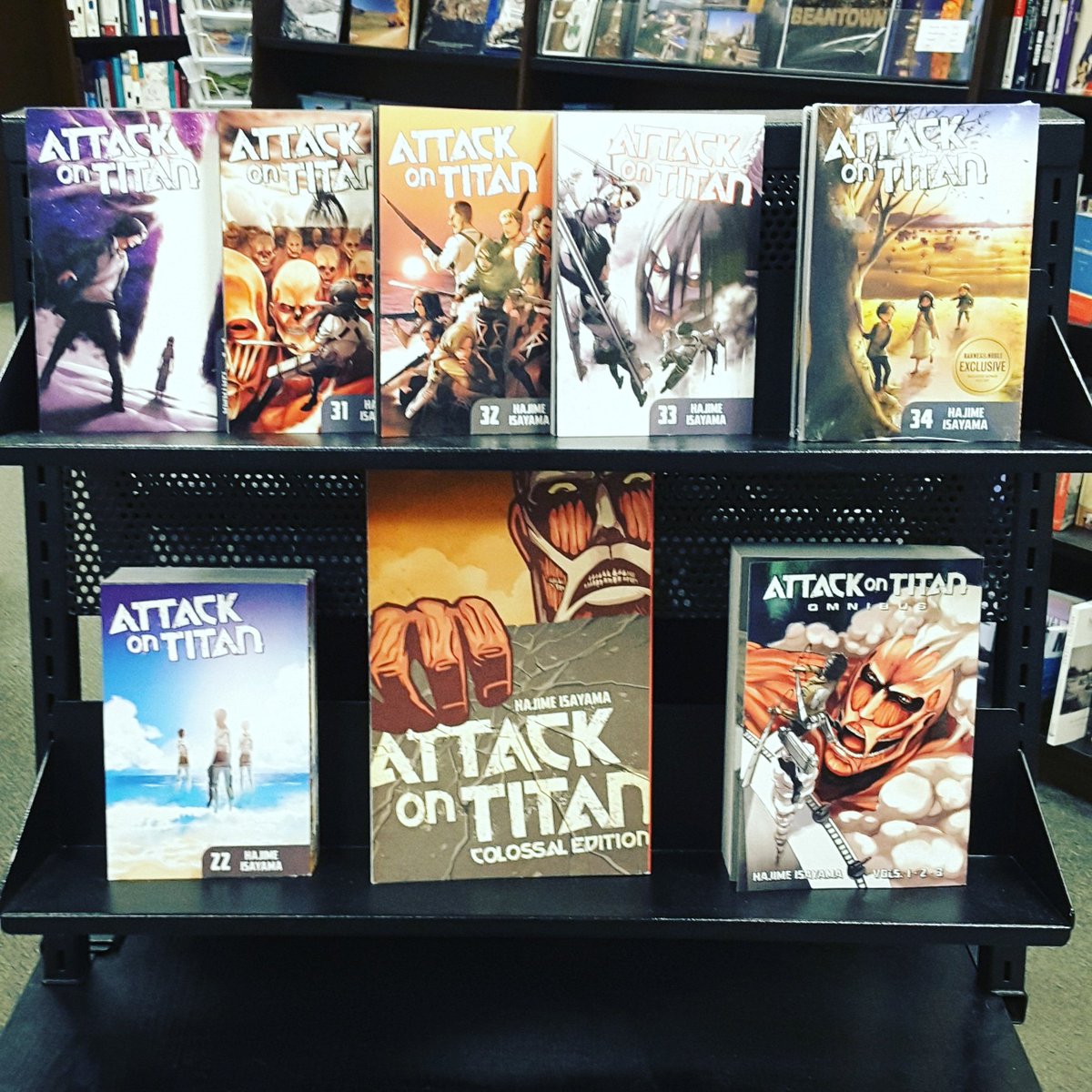#attackontitan volume 34 is back in stock!!! Visit our store and get the exclusive edition that includes a poster! THE GREATEST MANGA COMES TO A COLOSSAL CONCLUSION!!!! #aotmanga #barnesandnoble #mustread #bookstagram #aotseason4 #finalvolume #erenyeager