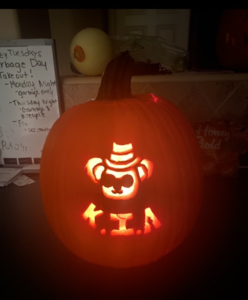 Tried my best to make a <a href="/KoalaAgencyNFT/">Koala Agency</a> themed pumpkin for Halloween. Not perfect but I think it came out alright 👻🎃 what do you guys think?