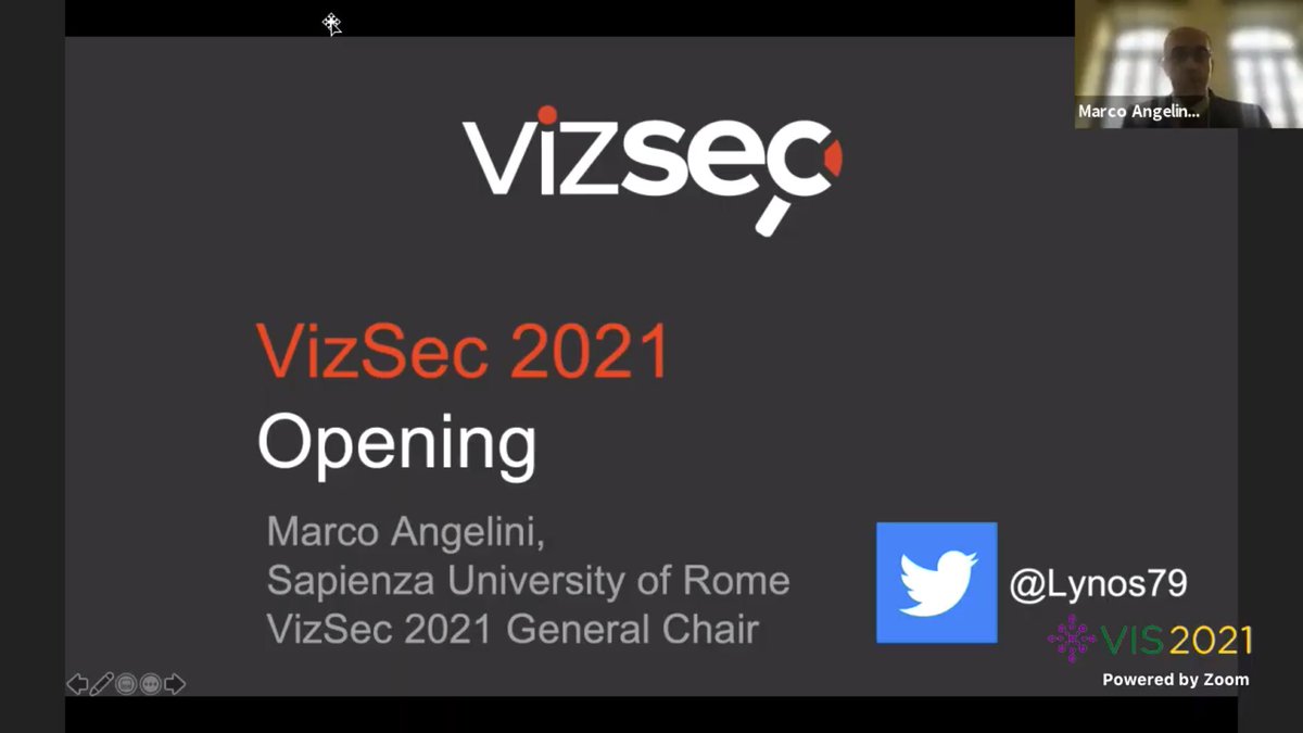 AWARE_sapienza's tweet photo. 🥳Congratulations to Marco Angelini @Lynos79 on the role of General Chair and the amazing opening of @VizSec 🔍💻 
#ieevis #vizsec #cybersecurity https://t.co/VoYMDhY21H
