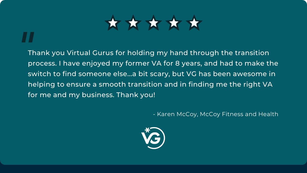 virtual_gurus's tweet photo. We'll make sure that we find a #VirtualAsssistant that best fits your needs. Even better, we'll assist you throughout the entire onboarding process to ensure a smooth transition like Karen had.

Book a discovery call with us today! https://t.co/VMRc8II8iX

#Startup #Scaleup https://t.co/g7Z9hlugwf