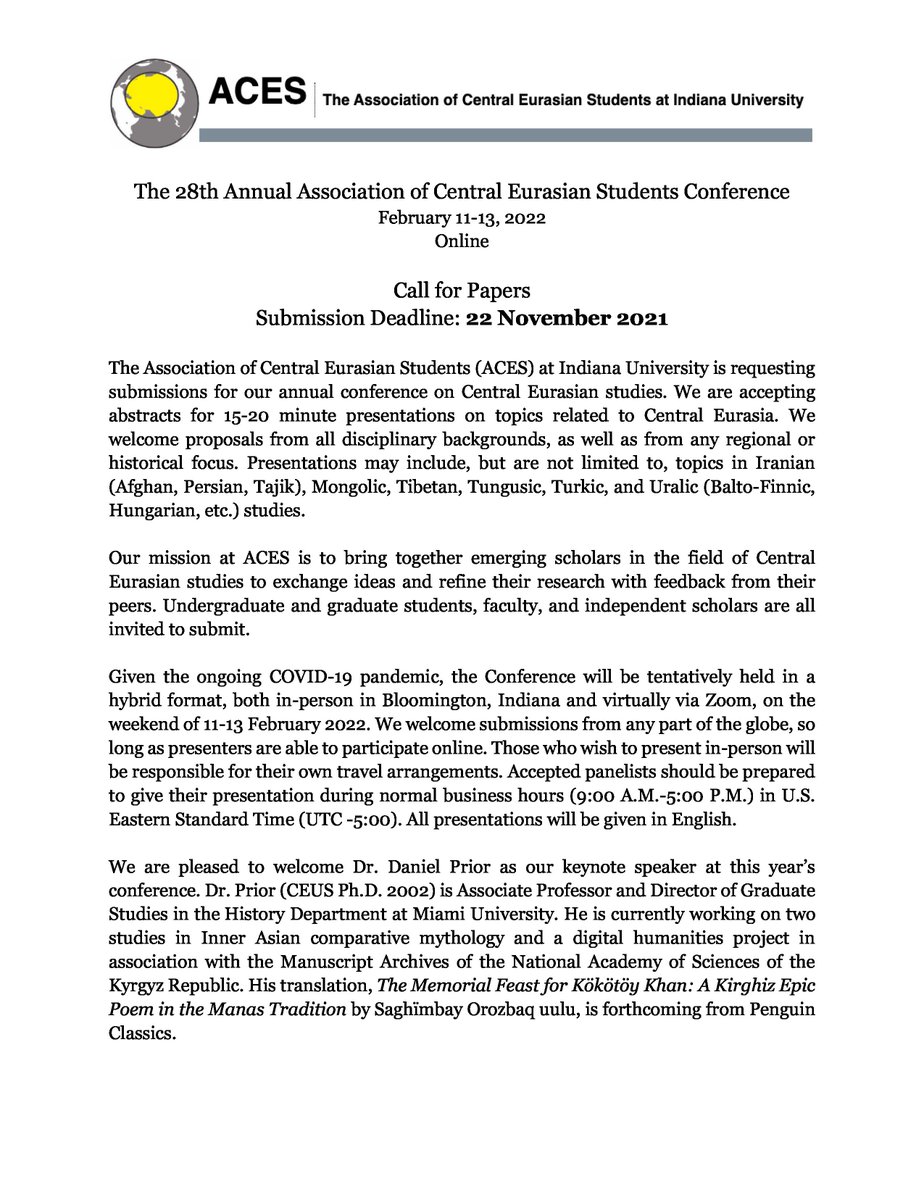 ACES_IUB's tweet photo. Reminder that we are currently accepting abstract submissions for the 2022 ACES Conference! https://t.co/gHYWH0YU81