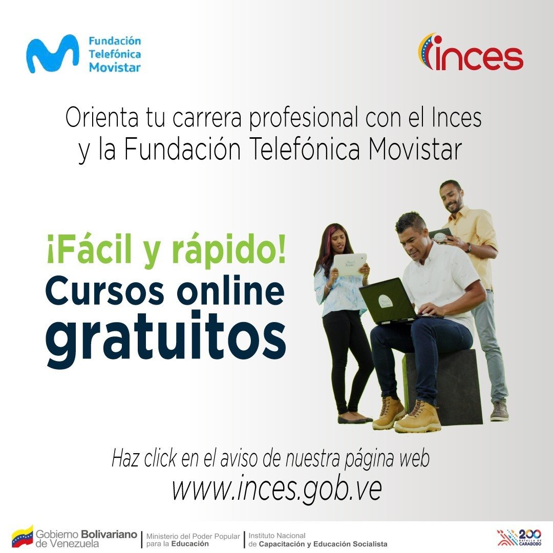 IBarinas21's tweet photo. Inces y Telefónica abren cursos gratuitos en línea

https://t.co/25LgxNuJul

@NicolasMaduro
@_LaAvanzadora
@MPPEDUCACION

#LaFormaciónTécnicaEsAhora 
#VenezuelaSeVacuna https://t.co/GLtK1V9oNH