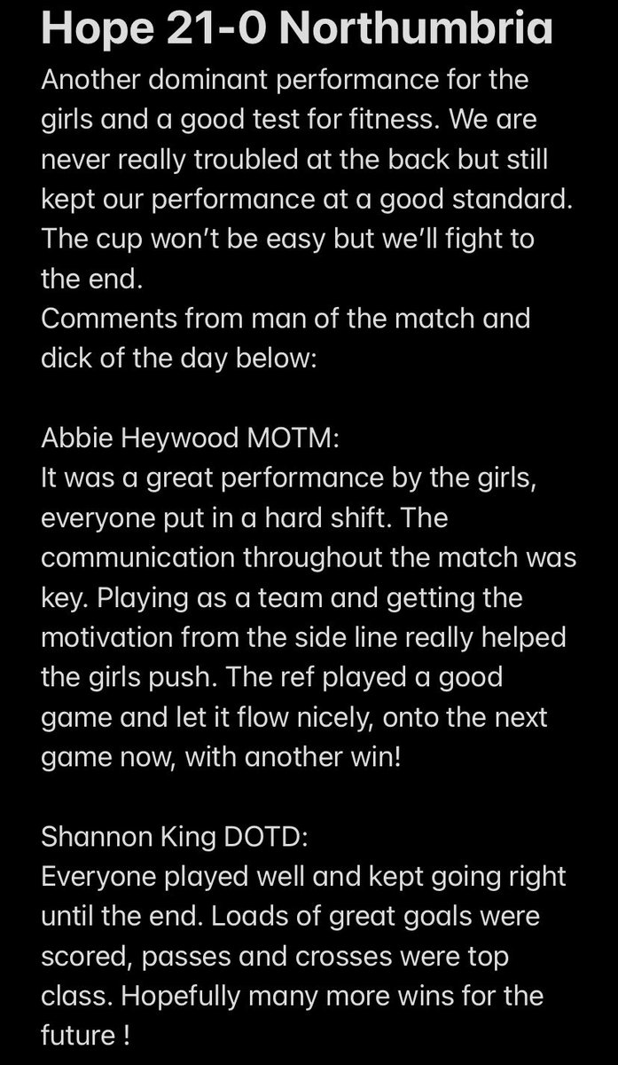 LHUWFootball's tweet photo. Report From today,another win for the girls: https://t.co/RPJFVbAp4i