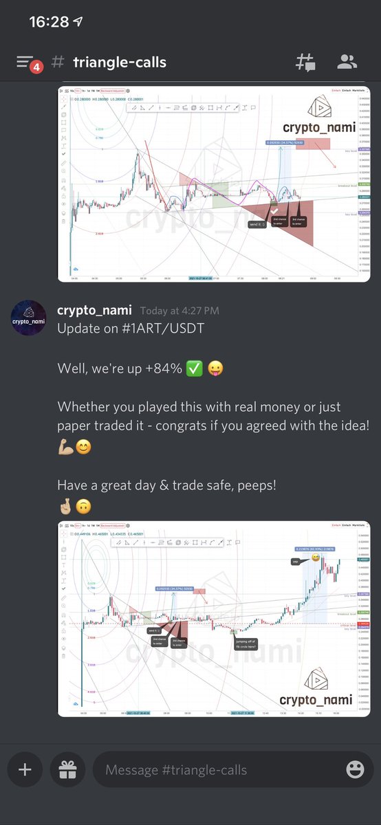 triangle_gang1's tweet photo. We scalped some longs on #1ART &amp; made +84% gains in 7 hours ⏱💰

Join us on Discord for free to not miss out on the next triangle-call.
See you there! 🙃
______________________
Discord links:
🇬🇧 https://t.co/iyYEeTbWgY
🇩🇪 https://t.co/gO3u1aJolb https://t.co/RAt8cyact5